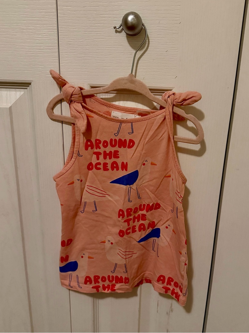 Zara Peach Tank Top with Seagull Print
